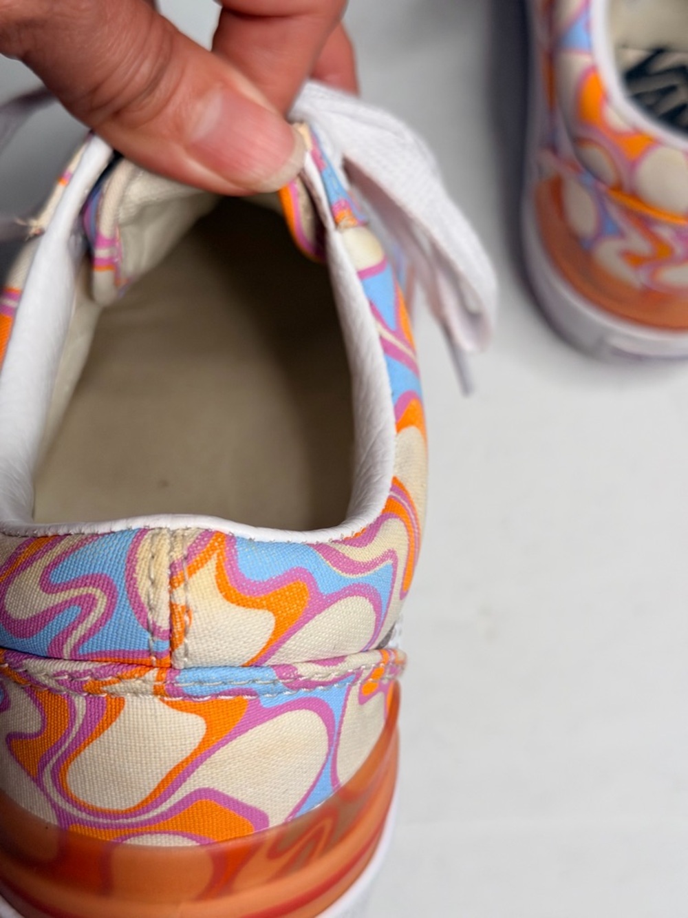 Vans Platform Lace-Up Sneakers in Orange, Pink, Cream Swirl - Picture 7 of 10